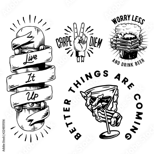 Cool retro motivational badges vector