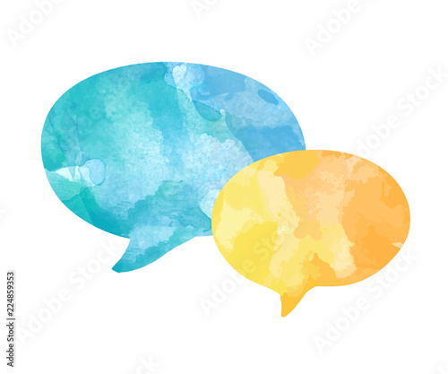 Colorful watercolor speech bubbles vector