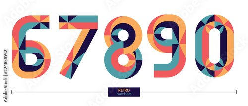 Numbers Retro style in a set 67890