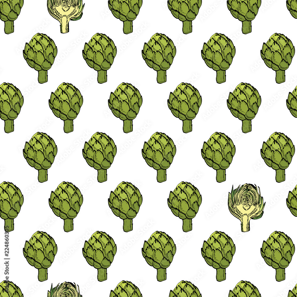 Coloured vector artichoke seamless natural pattern Coloured vector artichoke seamless natural pattern