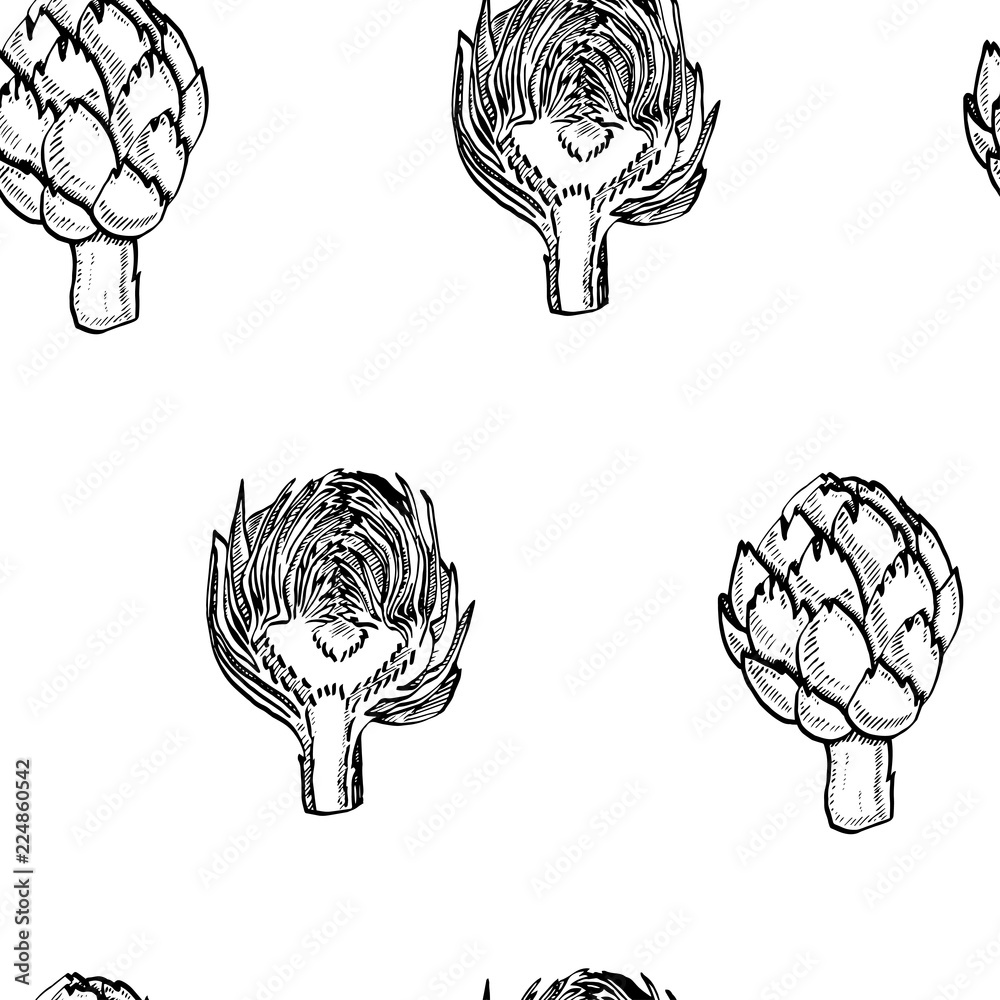 Calligraphy vector artichoke seamless pattern Calligraphy vector artichoke seamless pattern