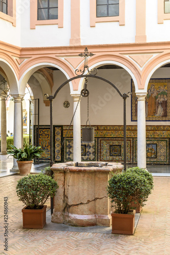 typical Andalusian patio of Seville in Andalucia, Spain.