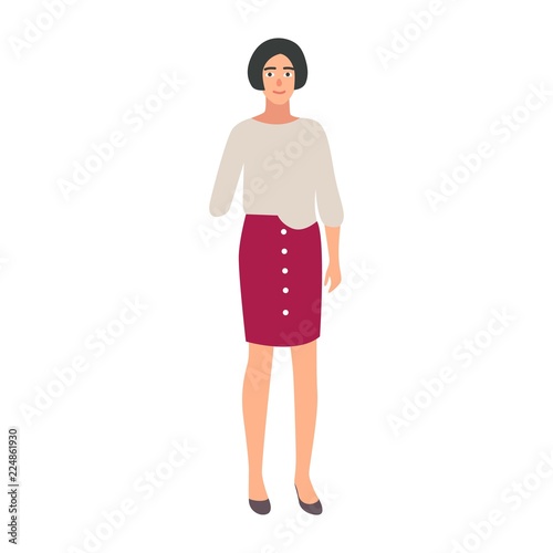 Pretty girl with amputated arm isolated on white background
