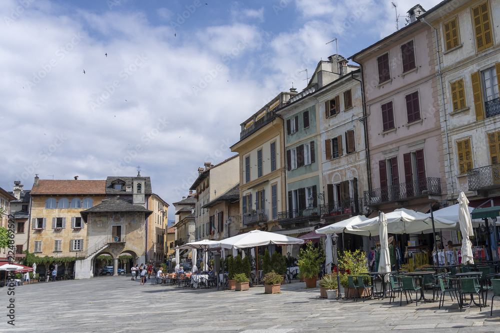 Old square of Orta San Giulio, Italy