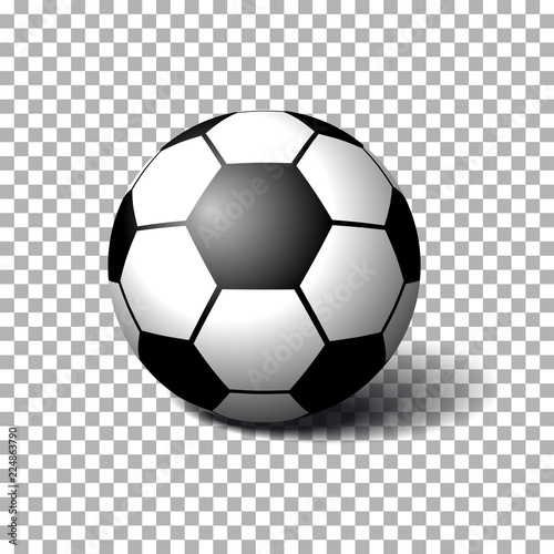 Realistic Soccer ball on transparent background. Isolated vector illustration on transparent background. photo