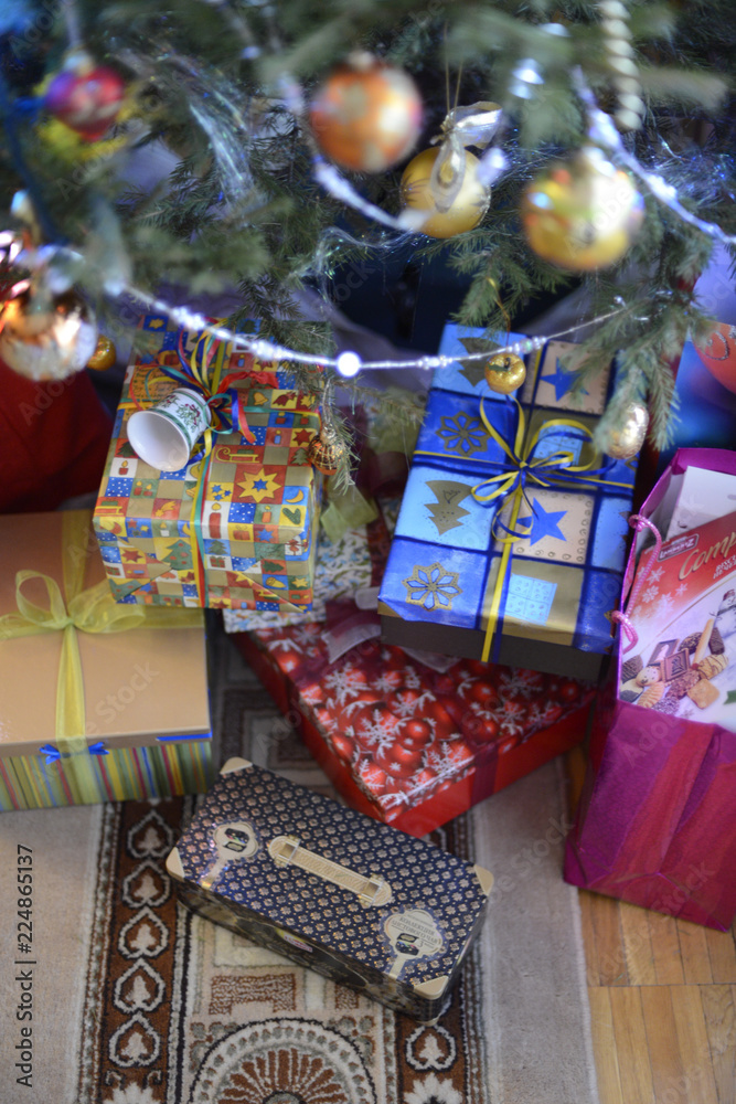 Fototapeta premium Christmas gifst and toys