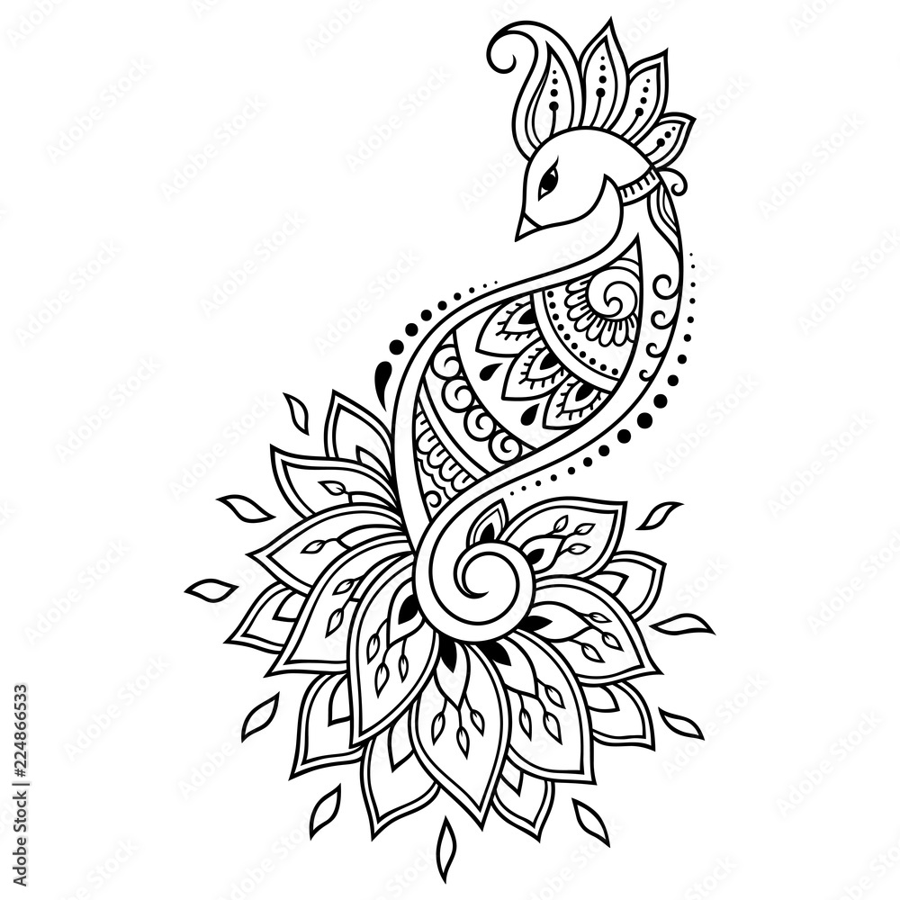 Feather with Peacock Mehndi Tattoo Design Henna Temporary Tattoo For Women  1118