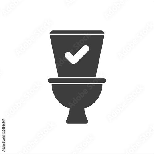 Toilet icon, Bathroom, restroom icon with check sign. Toilet icon and approved, confirm, done, tick, completed symbol