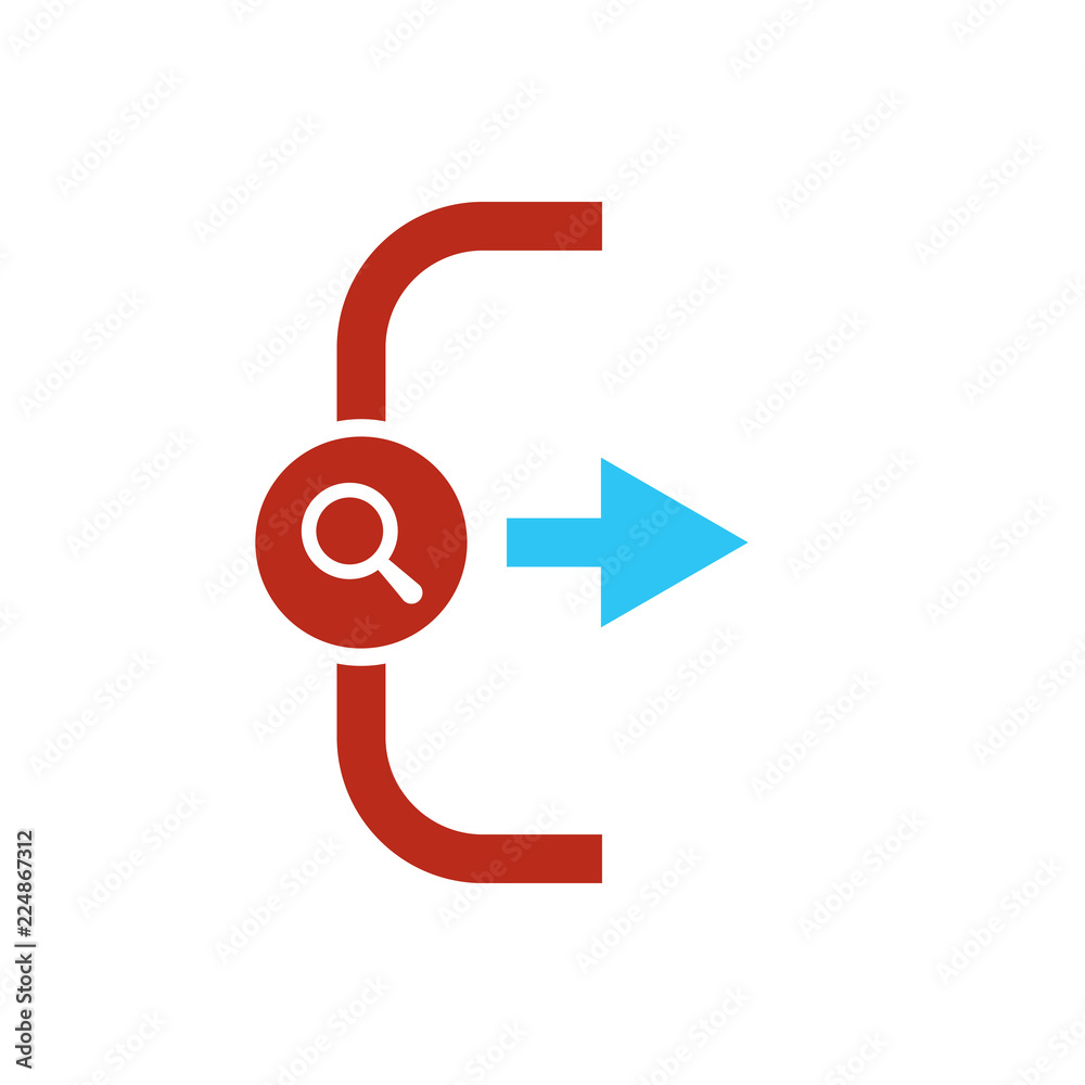 Exit icon, Logout and output icon with research sign. Exit icon and explore, find, inspect symbol Exit icon, Logout and output icon with research sign. Exit icon and explore, find, inspect symbol