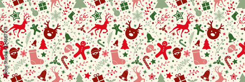Design of Christmas background with ornaments. Vector.