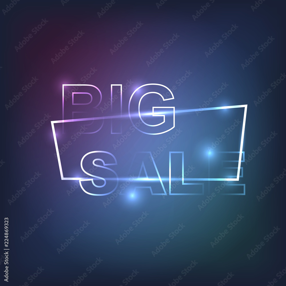 Big sale inscription in neon frame Big sale inscription in neon frame