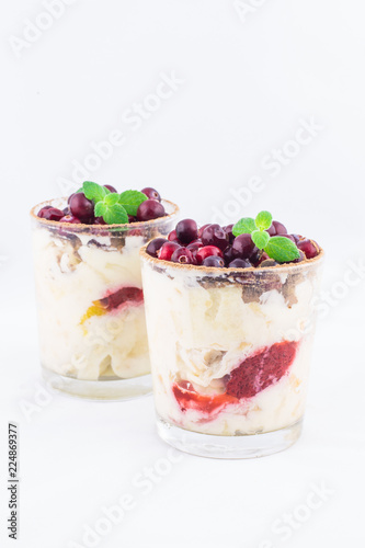 Wallpaper Mural Dessert with cream and cranberries Torontodigital.ca