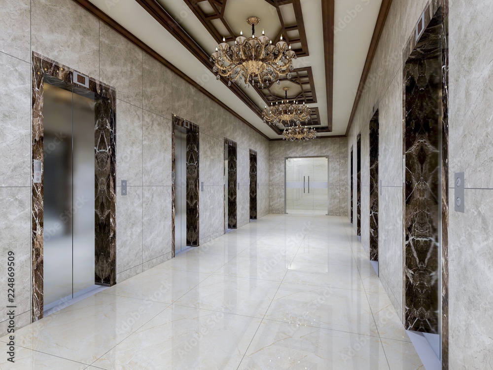 Elevator corridor in the luxury hotel lobby Stock Illustration Adobe