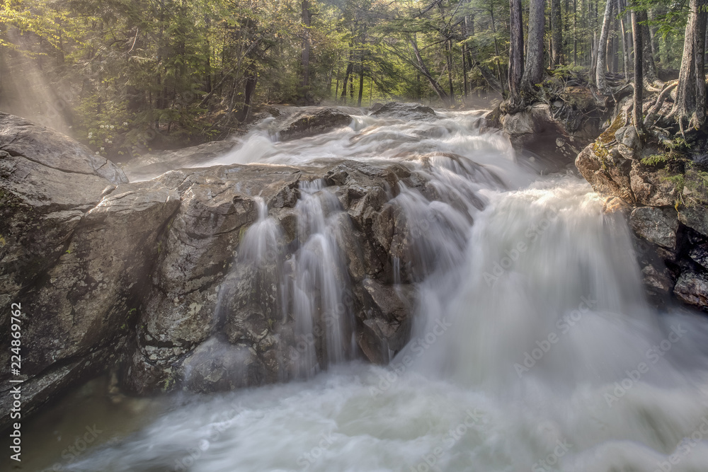 White Mountains, New Hampshire water fall on trail White Mountains, New Hampshire water fall on trail