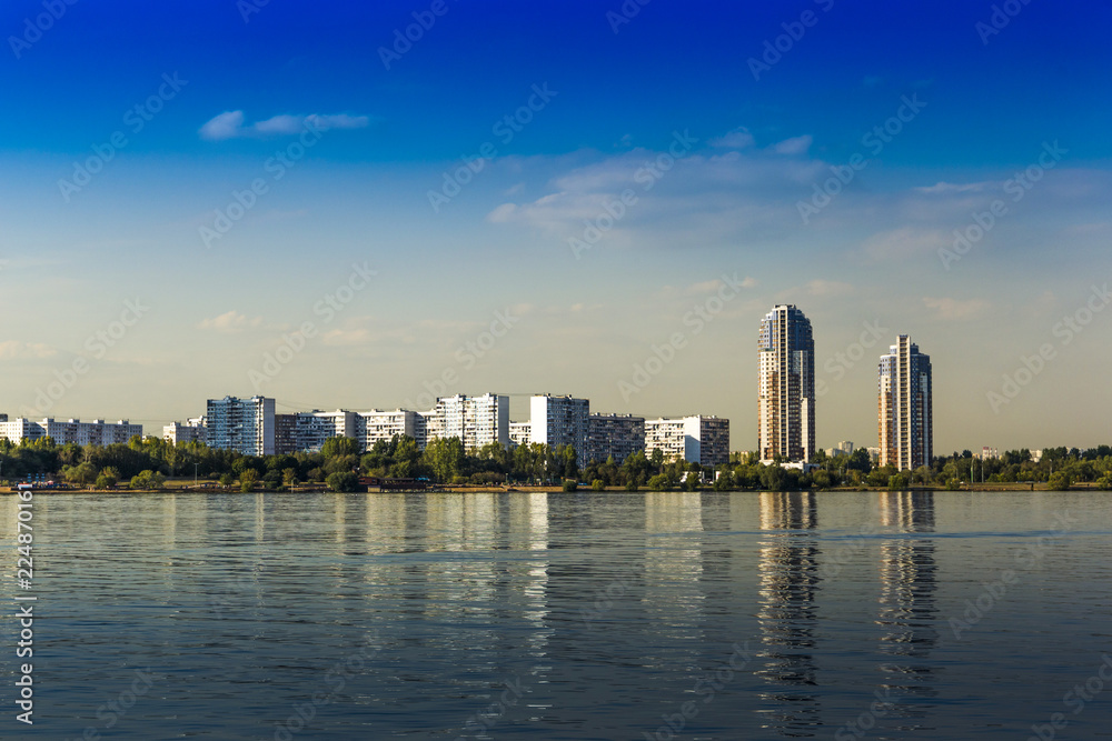 Strogino district of Moscow, Russia. Moskva River.