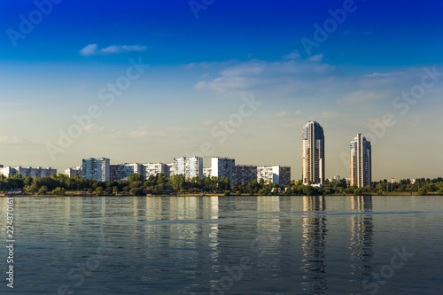 Strogino district of Moscow  Russia. Moskva River.