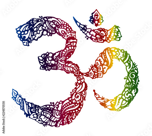 Handgezeichnetes Om Muster Regenbogen
