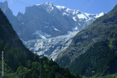 Alpine landscape. Mont Blanc Massif of Italian Alps.