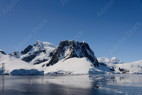 Antarctic landscape with mountains and reflection