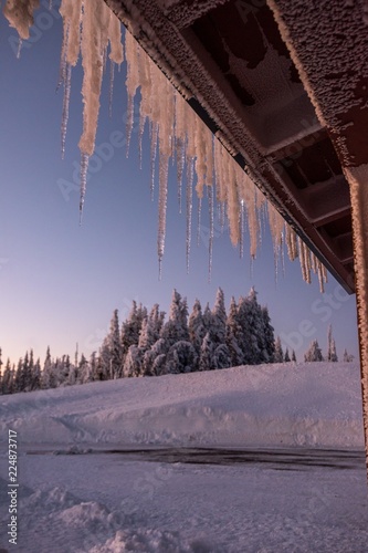 Icicles hanging off a building in the mountains - Washington state © Dene' Miles