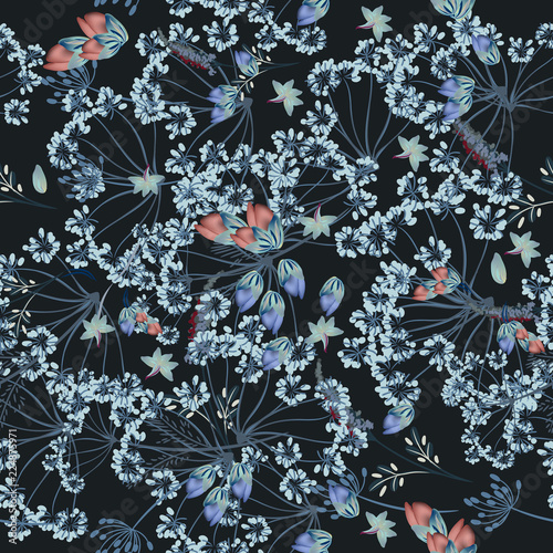 Floral vector pattern in vintage style for fabric design