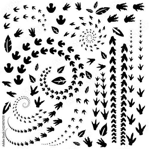 Dinosaur footprints. Vector Illustration. 