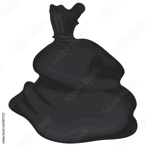 Garbage bag cartoon isolated on white background. Black Garbage bag.