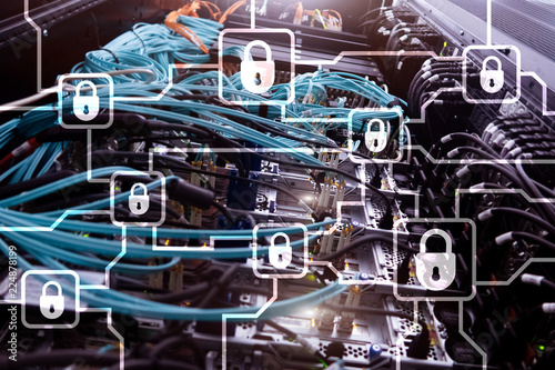 Blochain information encryption. Cyber security, crypto currency. photo