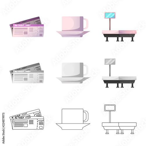Vector illustration of airport and airplane symbol. Collection of airport and plane vector icon for stock.