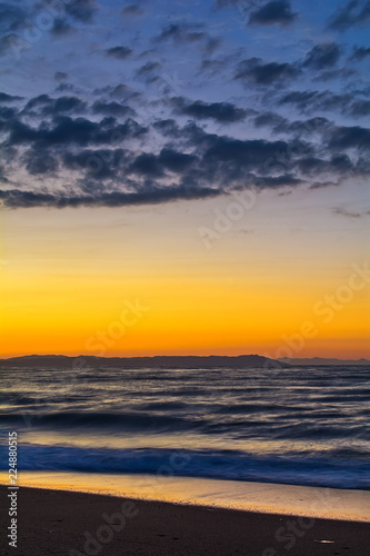 Early morning , dramatic sunrise over sea. Photographed in Asprovalta, Greece.