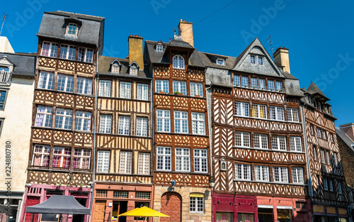 Canvas Print Traditional half-timbered houses in the old town of Rennes, France