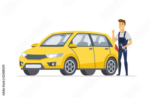Car service - modern vector cartoon character illustration