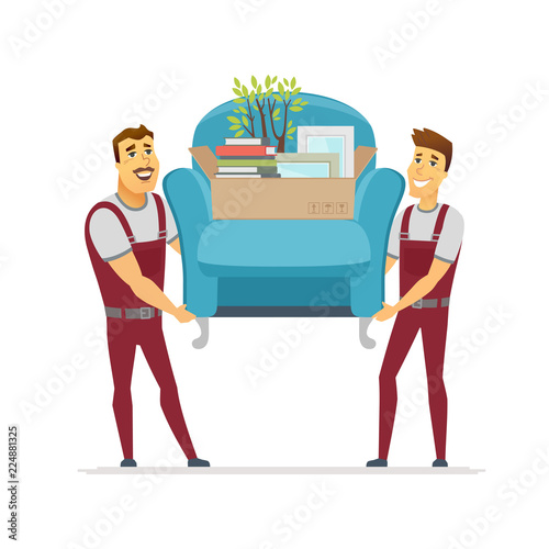 Moving service - cartoon people characters isolated illustration