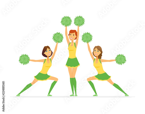 Cheerleading team - modern cartoon people characters illustration
