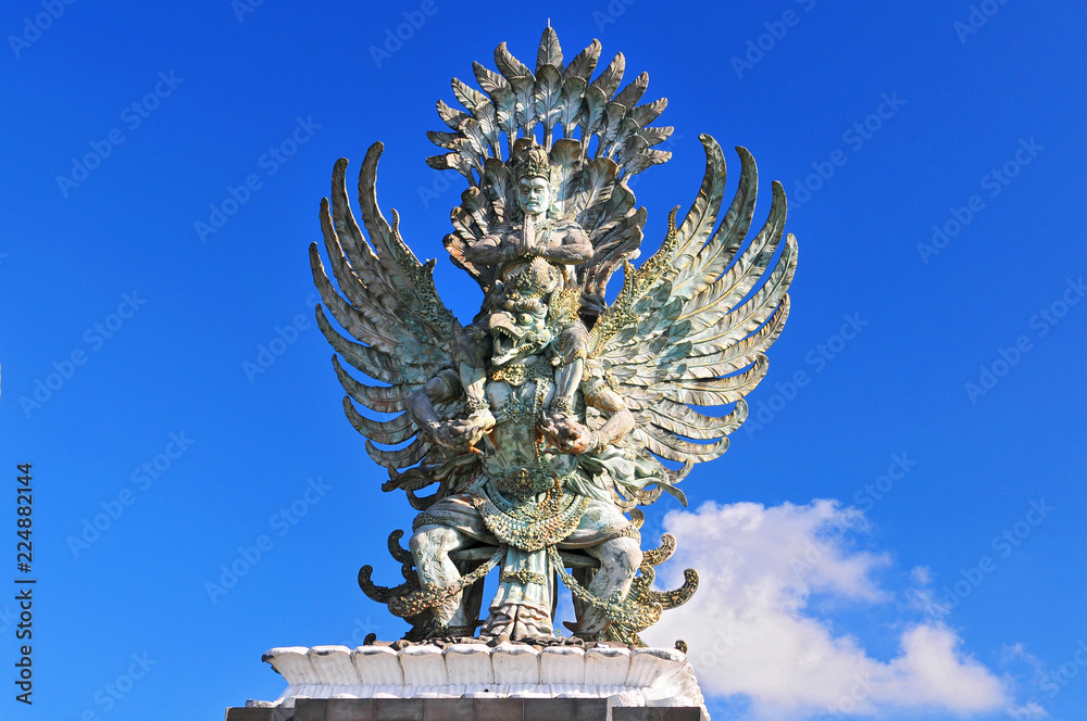 Statue of Wisnu, Hindu deity, being transported on back of giant bird