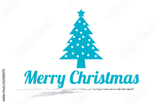 Felicitación de navidad con árbol de navidad azul.