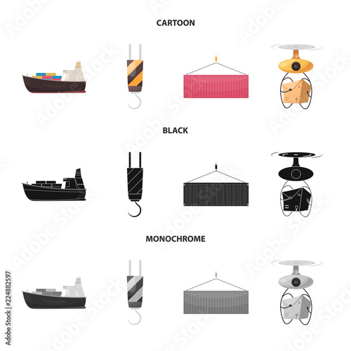 Vector illustration of goods and cargo logo. Set of goods and warehouse stock vector illustration.