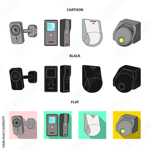 Vector illustration of cctv and camera logo. Set of cctv and system stock symbol for web.