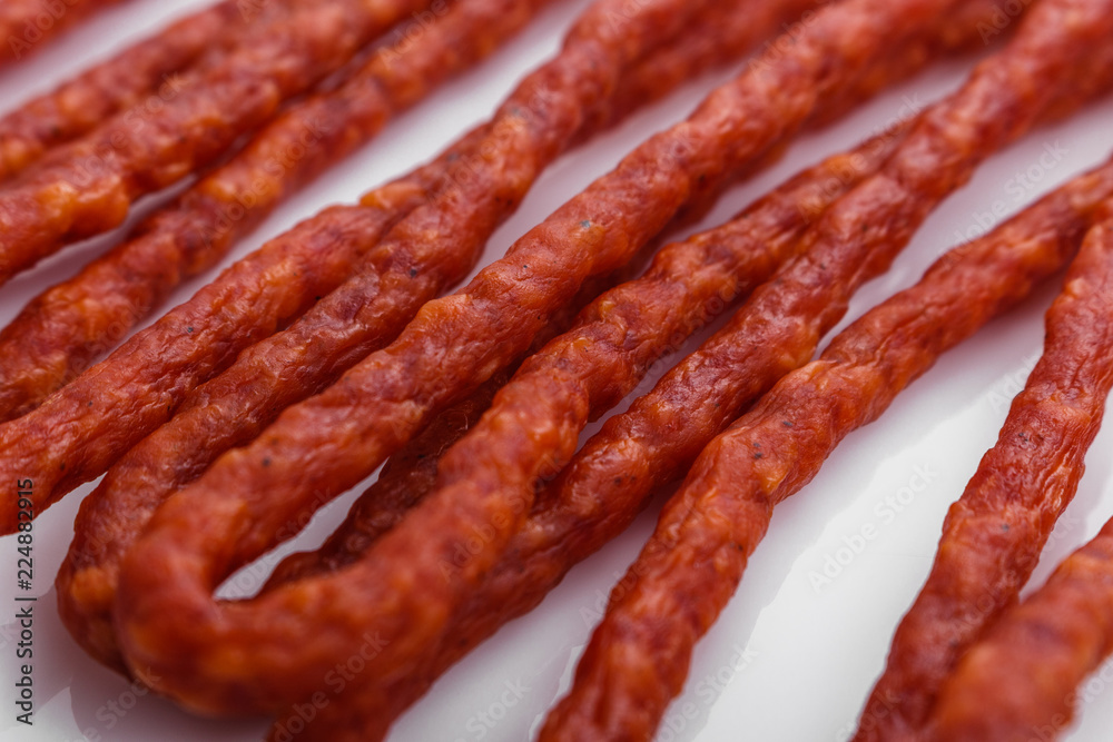 kabanos delicious polish snack sausage on a white background kabanos delicious polish snack sausage on a white background