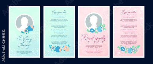 Funeral card with a place for a profile photo
