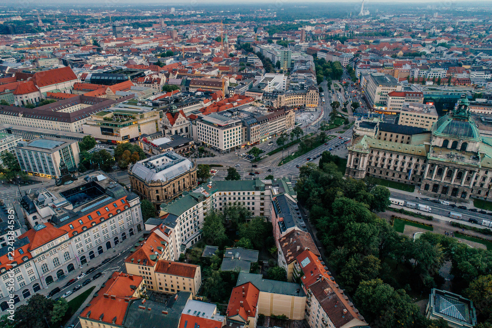Munich city center Air drone view summer urban photo
