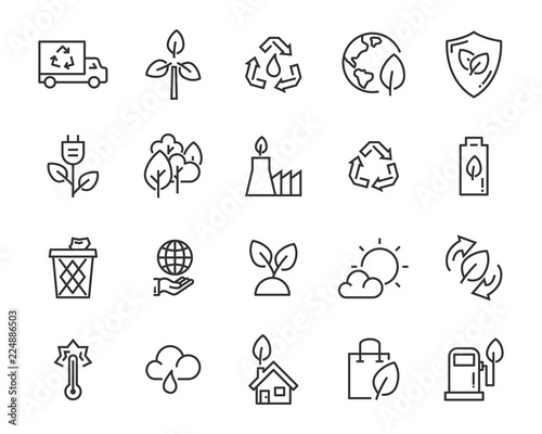 set of eco vector icons, such as energy, earth, environment, nature, water