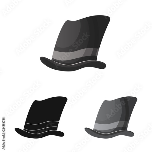 Vector design of headgear and cap sign. Collection of headgear and accessory vector icon for stock.