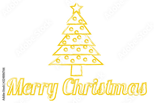 Felicitación de navidad con árbol de navidad amarillo.