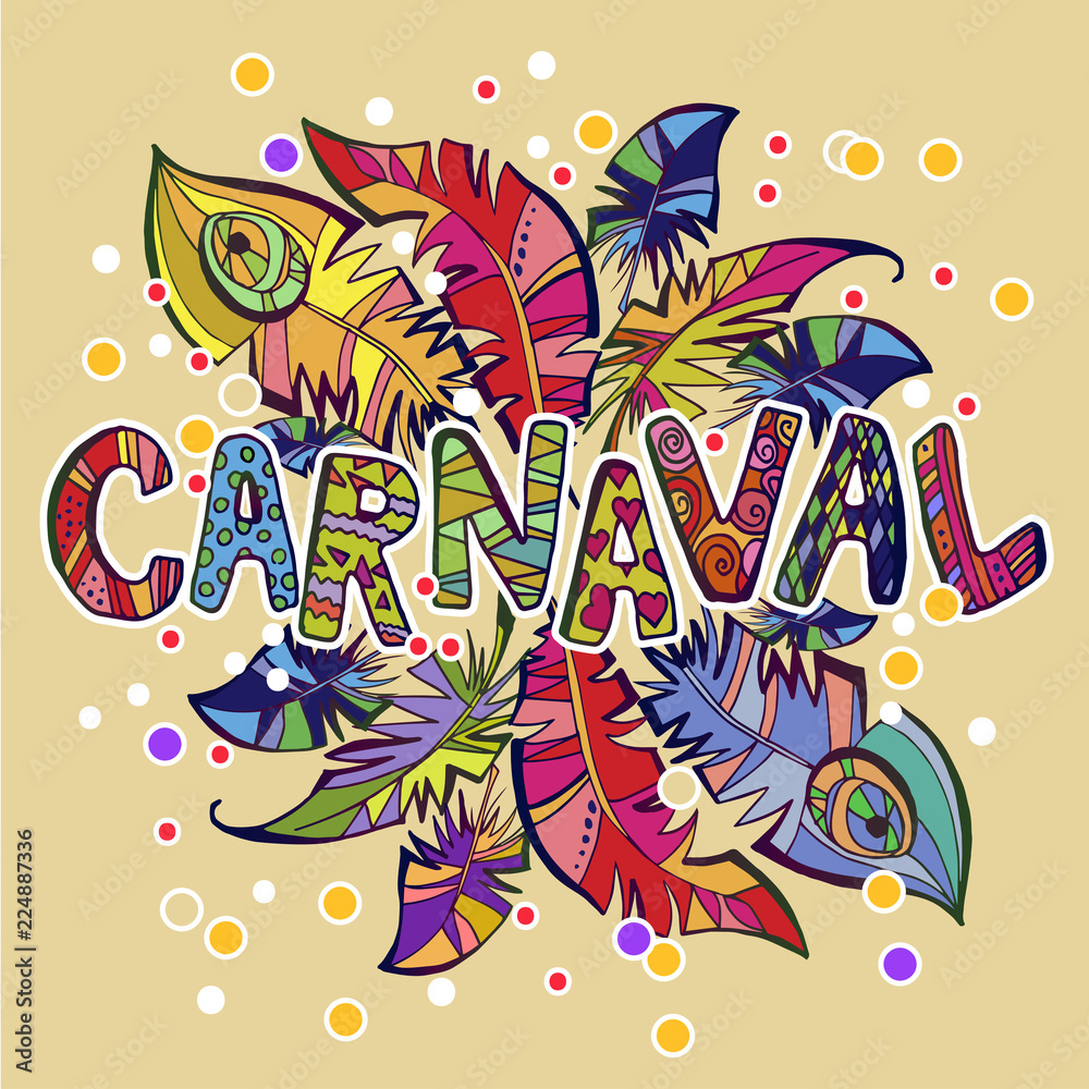carnival logo whith feathers