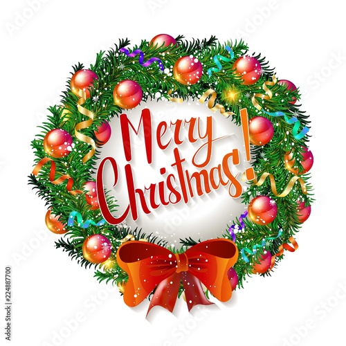 Christmas wreath and Happy New Year 2019