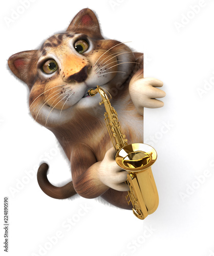 Canvas Print Fun cat - 3D Illustration
