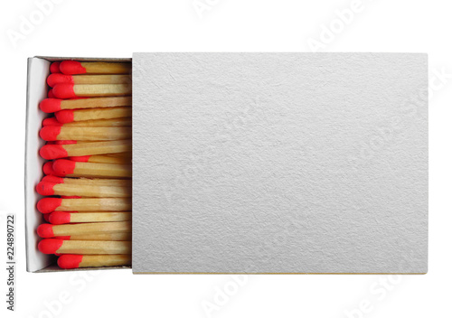 Matchbox with red matches isolated photo