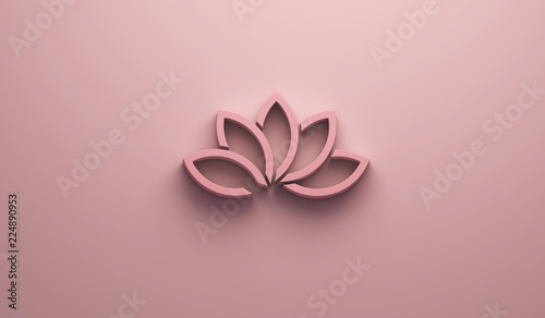 Nice Lotus Flower in Pink Background. 3D Render Illustration