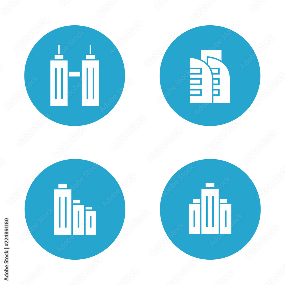 building and tower icons in blue buttons building and tower icons in blue buttons